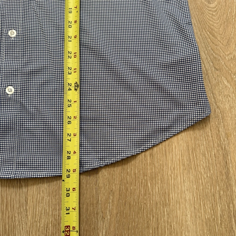 Mizzen + Main Standard Fit Shirt Mens Large Performance Blue Gingham Check USA - Picture 6 of 8